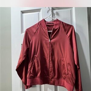 Uniqlo Pink/ Light Burgundy Satin Bomber Jacket